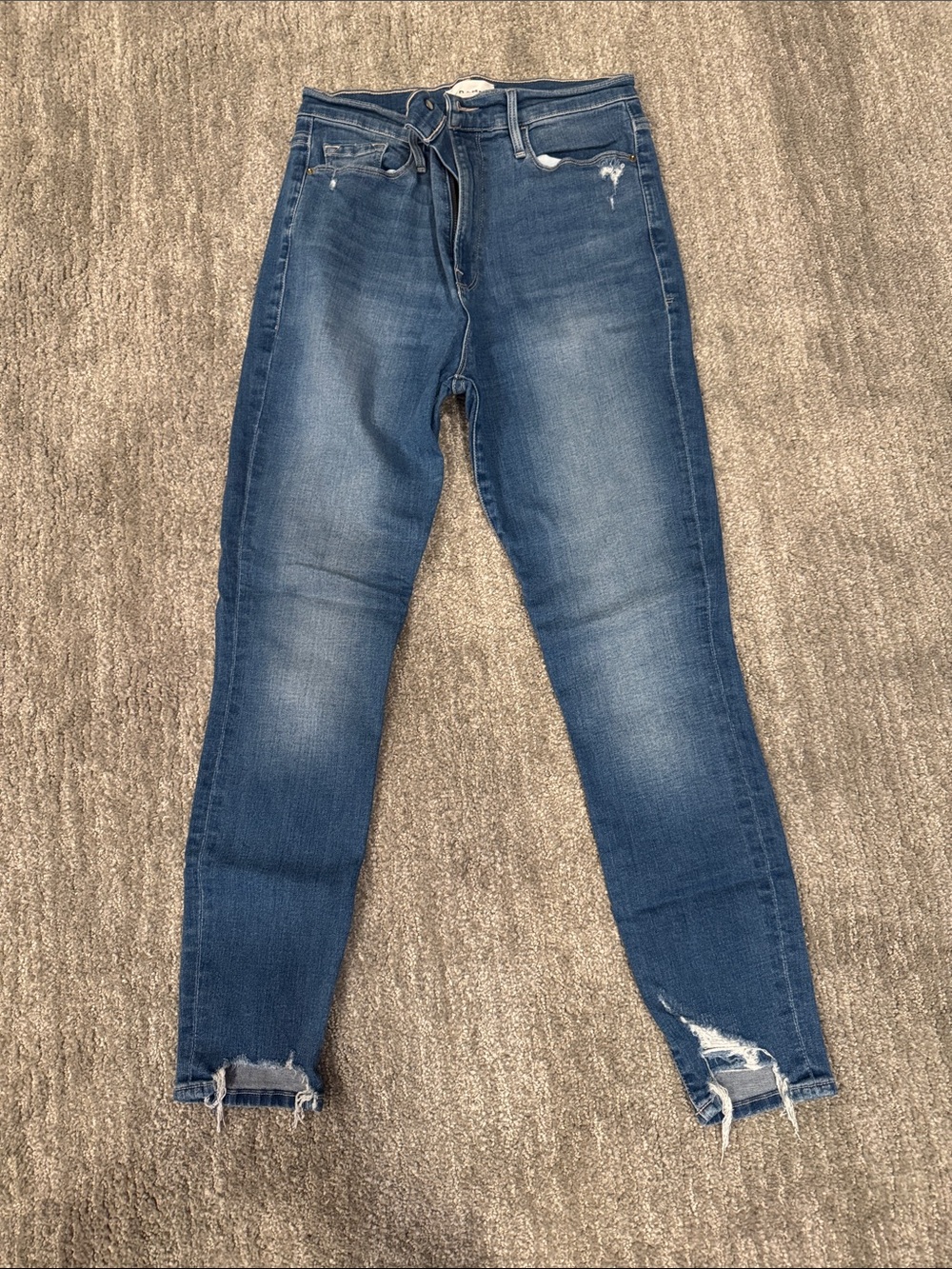 Frame Denim Blue Distressed Skinny Jeans